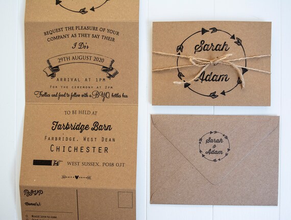 Blank Kraft Mailable Postcards for DIY Wedding Invitations (100 Pack)