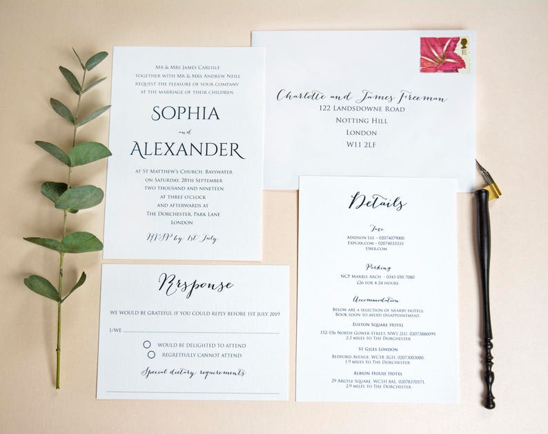 Traditional classic wedding invitations /modern classic | Etsy