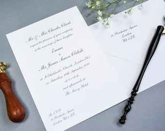 Traditional simple wedding invitations / formal classic invites  / minimalist / Save the Date SAMPLE