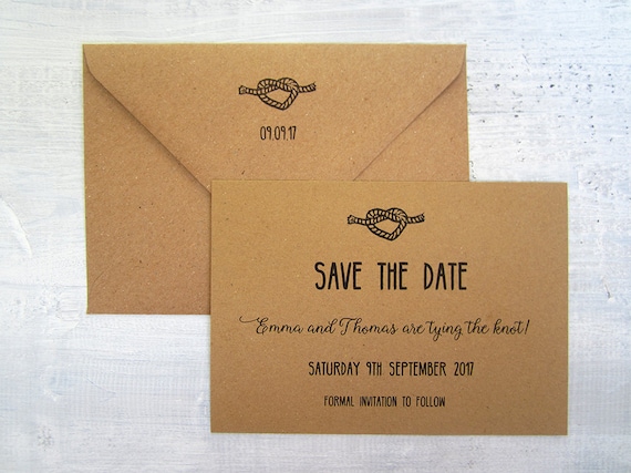 Tying the Knot Save the Date Card Tie the Knot Save the Date