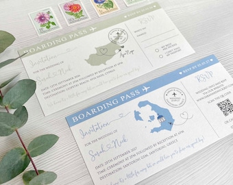Boarding Pass Wedding Invitation for Destination Wedding Abroad