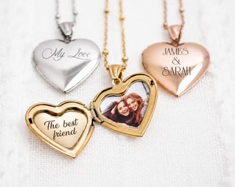 Heart Photo locket with engraving, personalised locket necklace, memorial gift