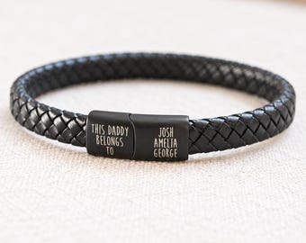 Personalised Dad Bracelet, Engraved Bracelet for Grandad, Uncle or Godfather