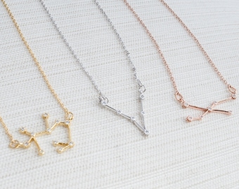 Zodiac Necklace, Star sign necklace, zodiac necklace in gold, silver or rose gold, gift for her, personalised necklace