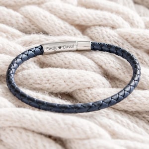 Personalised Men’s Leather Bracelet, Engraved Hidden Message Gift for Husband