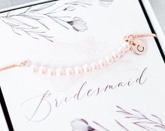 Bridesmaid gift - Personalised pink pearl slider bracelet - Bulk listing - pearl bracelet, bridesmaid proposal