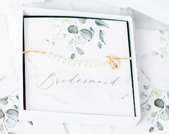 Bridesmaid gift - Personalised ivory pearl slider bracelet - Bulk listing - pearl bracelet, bridesmaid proposal