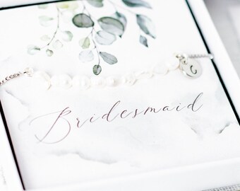 Bridesmaid gift - Personalised freshwater pearl slider bracelet - Bulk listing - pearl bracelet, freshwater pearl, nugget bracelet