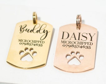 Engraved dog tag, Dog ID tag, Pet tag, Personalized dog name tag, Custom pet ID, Gift for puppy kitten Floral, gift for pet