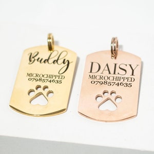 Engraved dog tag, Dog ID tag, Pet tag, Personalized dog name tag, Custom pet ID, Gift for puppy kitten Floral, gift for pet