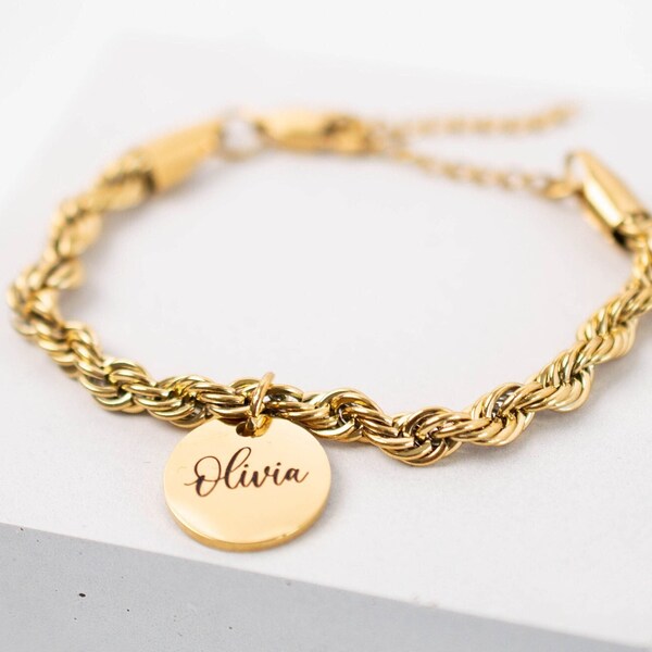 Gold Name Bracelet, Non tarnish , chunky name bracelet, personalized bracelet, gift for her