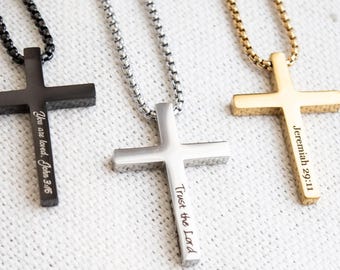 Men's Cross Necklace, Personalised Cross Jewellery.