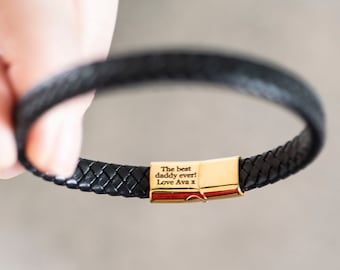 Bracciale con messaggio nascosto da uomo in oro, braccialetto in pelle, braccialetto personalizzato da uomo, regalo per lui X