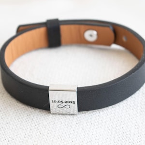 Men&#39;s Leather Bracelet, Adjustable Personalised bracelet, Gift for him