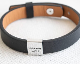 Men's Leather Bracelet, Adjustable Personalised bracelet, Gift for him
