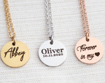 Name Necklace, Disc Necklace, personalized jewelry, Engraved necklace, personalised necklace, custom name necklace, gift for her