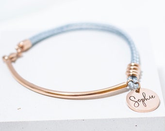 Name Bracelet, Silver, Gold or Rose gold plated, Date Bracelet, bar bracelet, personalized bracelet, cord bracelet, Christmas gift