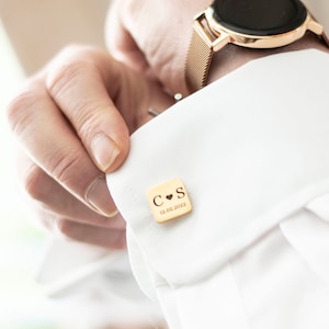 Personalised Engraved Cufflinks, Square Stainless Steel Cufflinks, Bride to Groom Gift, Groom Cufflinks, Father&#39;s day gift