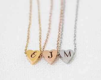 Heart Initial Necklace, Dainty Heart Necklace, personalized jewellery, Engraved necklace, personalised necklace, gift for her