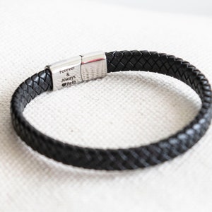 Silver Men's Hidden Message Bracelet - Leather bracelet for him