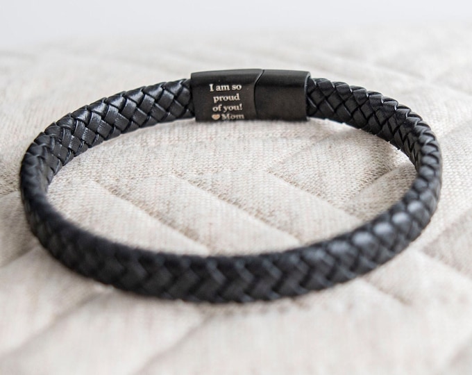 Featured listing image: Men's Hidden Message Bracelet, Leather bracelet, Men's Personalized Bracelet, Gift for him MX