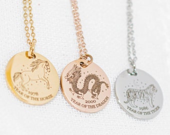 Lunar Zodiac Necklace, Lunar Zodiac jewellery, Non tarnish, Chinese new year gift, gift for her, animal zodiac