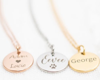 Name Necklace, Disc Necklace, personalized jewelry, Engraved necklace, personalised necklace, custom name necklace, gift for her