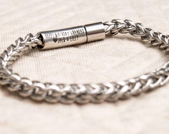 Personalised Men's Stainless Steel Bracelet with Engraved Hidden Message