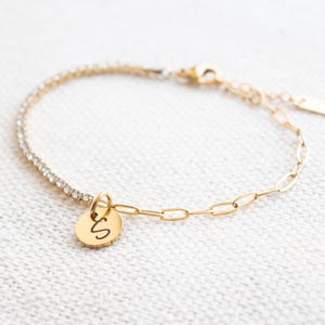 Personalisierte Tennis Armband, Geschenk für sie, goldene Initiale Schmuck