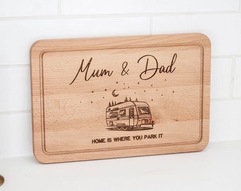 Personalised Caravan Cutting Board - Gift for Campers