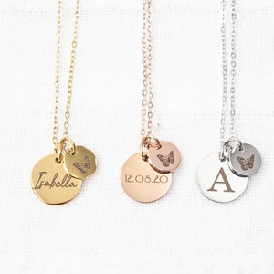 Name and Butterfly Necklace, butterfly jewellery, available in gold, rose gold and silver, gift for her, remembrance gift