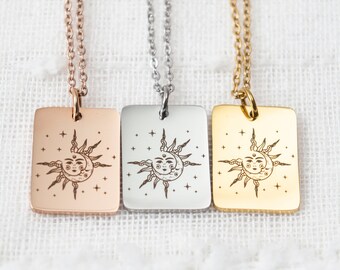 Sun and Moon Necklace: Stainless Steel Celestial Jewelry