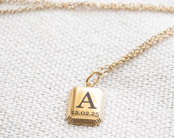 Initial and Date Necklace, Disc Necklace, personalized jewelry, Engraved necklace, personalised necklace, gift for her