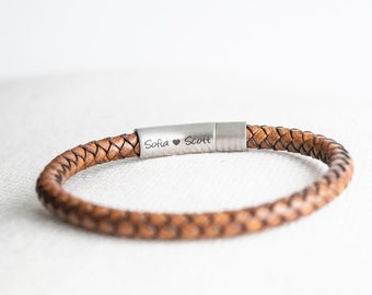 Men's Hidden Message Bracelet, Leather bracelet, Men's Personalized Bracelet, Gift for him