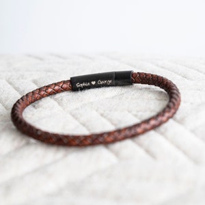 Verborgen bericht-armband heren, leren armband, gepersonaliseerde herenarmband, cadeau voor hem MB