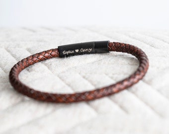 Men's Hidden Message Bracelet, Leather bracelet, Men's Personalized Bracelet, Gift for him MB
