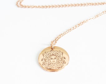 Medusa Necklace, Greek Mythology Jewelry, Medusa charm necklace