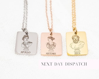 Greek God Necklace, Zeus, Aphrodite, Apollo, Athena Rose gold, Gold and Silver Stainless Steel, birthday gift, gift for her