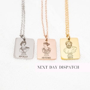 Greek God Necklace, Zeus, Aphrodite, Apollo, Athena Rose gold, Gold and Silver Stainless Steel, birthday gift, gift for her