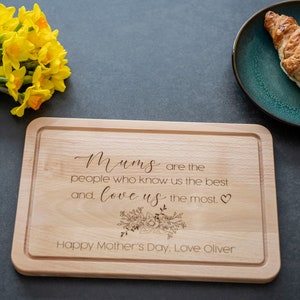 Personalised Mother's Day Cutting Board, Serving platter, Mother's day Gift,  Gift for mum, Personalised Laser engraved, Gift for Nan