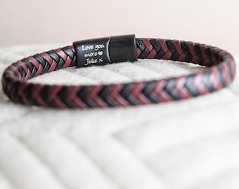 Vegan Leather Hidden Message Bracelet - Matte Black Stainless steel