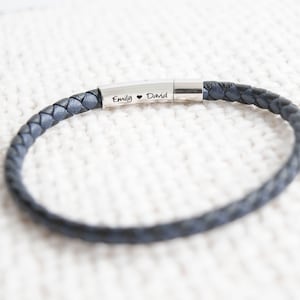 Men's Hidden Message Bracelet, Leather bracelet, Men's Personalized Bracelet, Gift for him image 3