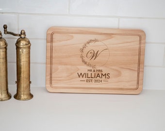 Personalised Initial Cutting Board , Newlyweds gift, Wedding gift, Personalised Laser engraved, engagement present for the home