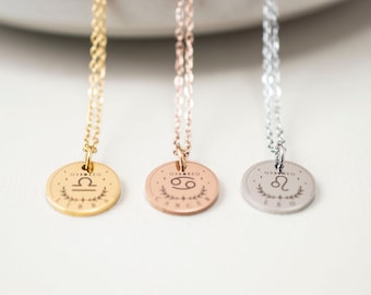 Zodiac Necklace, Star Sign Jewellery, Astrology Necklace, non tarnish, gift for her