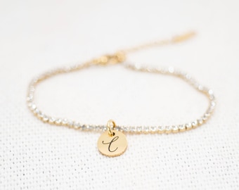 Personalised Tennis bracelet, diamond bracelet gift, gold, silver and rose gold non tarnish stainless steel, bridesmaid gift
