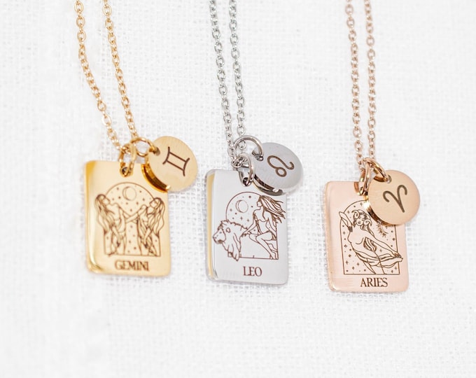 Featured listing image: Zodiac Necklace, Star Sign Jewelry, Astrology Necklace, gift for her