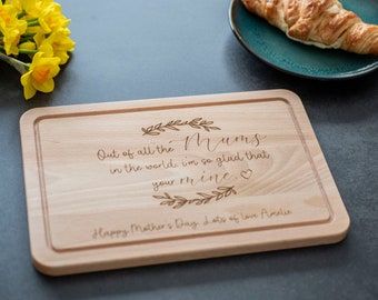 Personalised Mother's Day Cutting Board, Serving platter, Mother's day Gift,  Gift for mum, Personalised Laser engraved, Gift for Nan