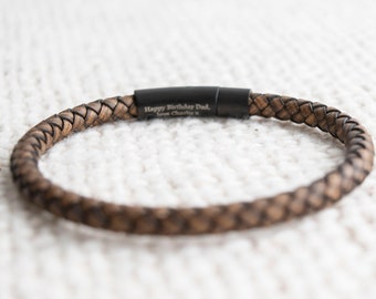 Men's Hidden Message Bracelet, Leather bracelet, Men's Personalized Bracelet, Gift for him