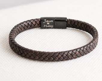 Men's Leather Bracelet, Hidden Message Bracelet, Husband Boyfriend Anniversary Gift