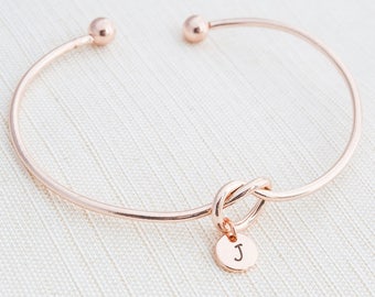 Rose Gold Love knot Bracelet, Tie the knot bracelet, Initial Bracelet, Stacking Bracelet, Bridesmaid gift, Knot Bracelet